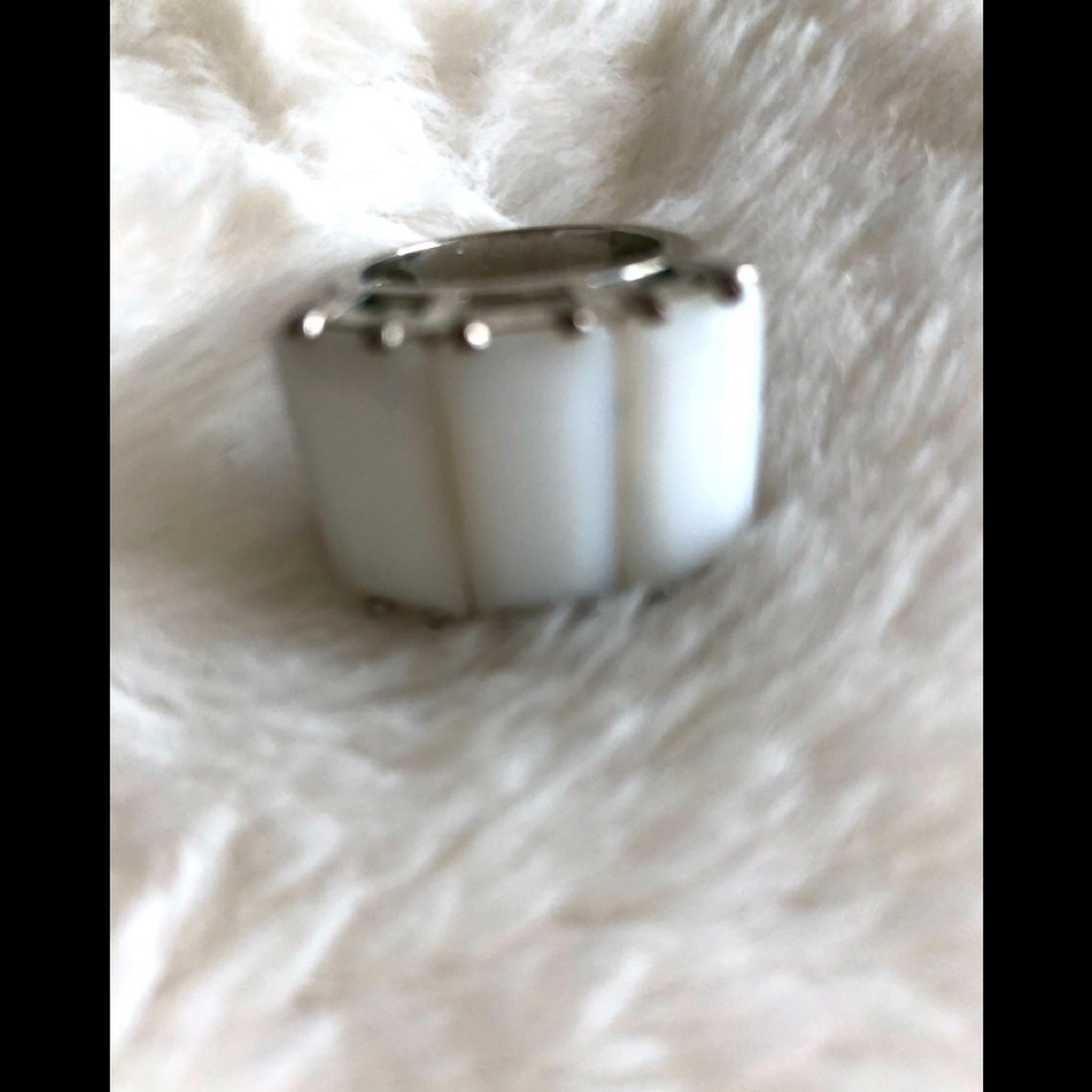 SPECIAL! Any 2 for 20, 3 for 25! Size 6 white stone ring on silver coloured band